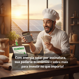 padeiro comemorando economia na conta de luz